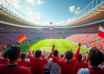 جماهير في ملعب حماسية أثناء أحداث كأس العالم 2026، تمثل الشغف لكرة القدم