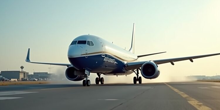 صورة لطائرة بوينغ 737 ماكس 8 تسير على مدرج مطار