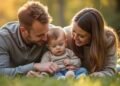 A family in Germany taking care of their child, reflecting modern parenting dynamics.