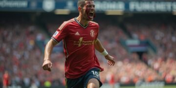 صورة للاعب كرة قدم يعاني من إصابة في وجهه خلال مباراة في دوري أبطال أوروبا.