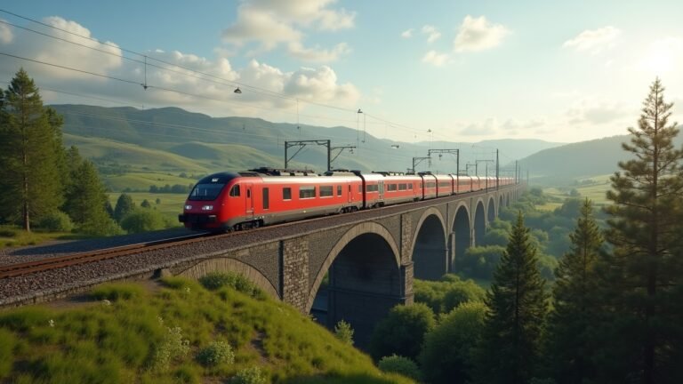 قطار Deutsche Bahn يسير عبر المناظر الطبيعية الخلابة