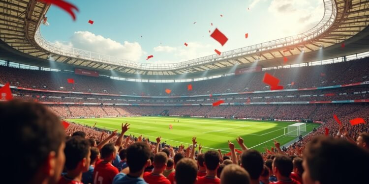 صورة لحشود الجماهير في ملعب كرة القدم أثناء كأس العالم 2026