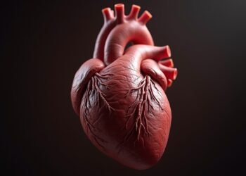 صورة واقعية لقلب بشري يظهر تفاصيل البنية العضلية للقلب