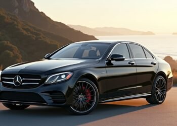 صورة حقيقية لمرسيدس C400 مع خلفية طبيعية، تظهر تصميمها الأنيق وميزاتها المتطورة.