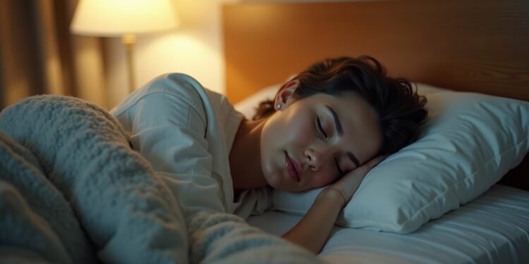 Scene of a person enjoying deep sleep in a serene bedroom