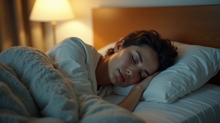Scene of a person enjoying deep sleep in a serene bedroom