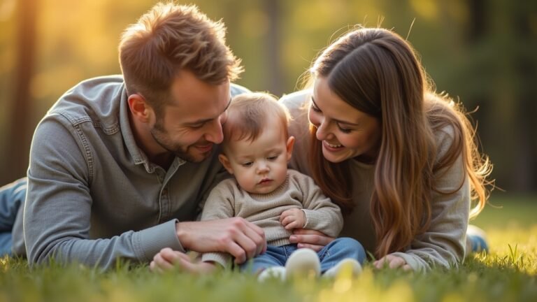 A family in Germany taking care of their child, reflecting modern parenting dynamics.