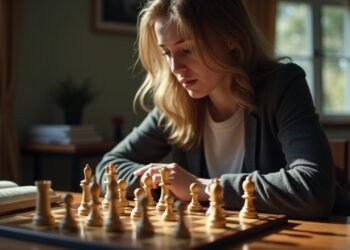 مشهد لشخص يمارس تمارين ذهنية مثل الشطرنج.