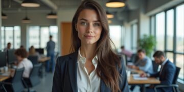 Scene depicting young job seekers discussing career opportunities in an office