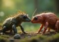 A close-up of two organisms illustrating sexual reproduction and interaction in nature.
