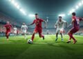 صورة لمباراة لكرة القدم خلال كأس العالم 2026، تُظهر الفرق المتنافسة مع وجود مشجعين متحمسين في الملاعب.