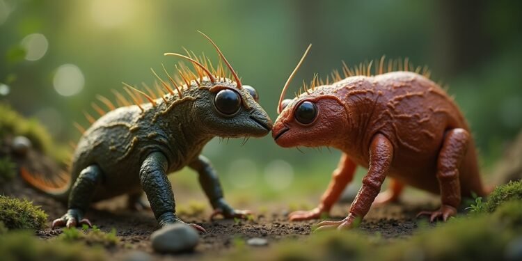 A close-up of two organisms illustrating sexual reproduction and interaction in nature.