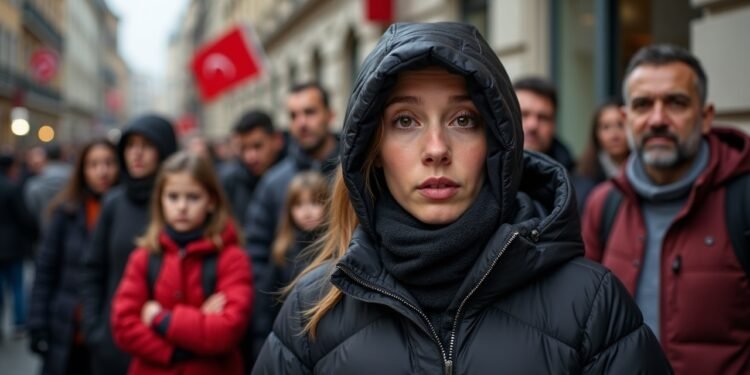 صورة واقعية لعائلات تركية تنتظر خارج قنصلية ألمانية في تركيا
