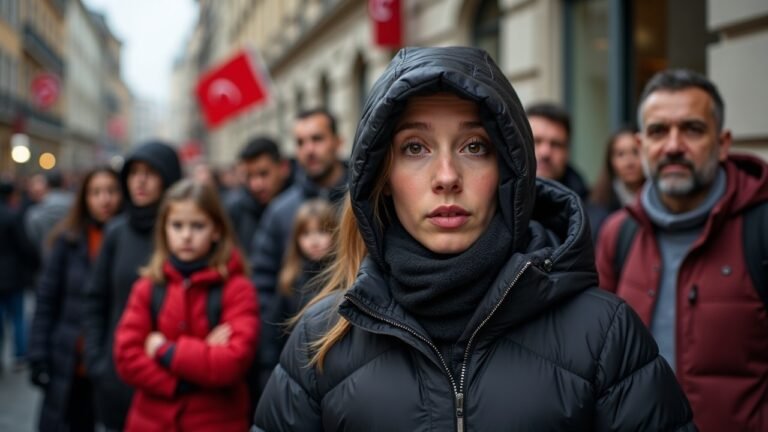 صورة واقعية لعائلات تركية تنتظر خارج قنصلية ألمانية في تركيا