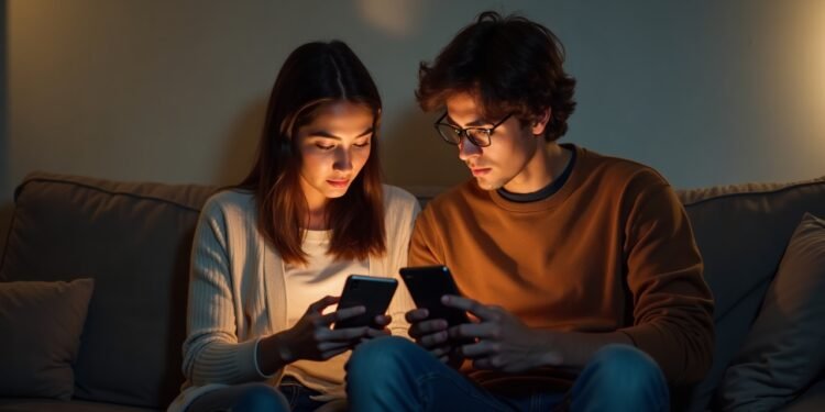 شباب يستخدمون هواتفهم الذكية في المنزل