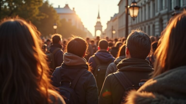 مجموعة من الأشخاص من خلفيات ثقافية متنوعة يتفاعلون في برلين