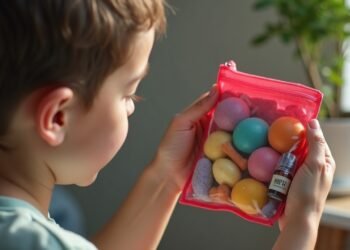 Teenager using a calming anxiety bag with items for stress relief