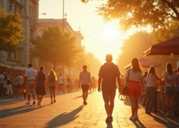 People enjoying a sunny outdoor day with bright sunlight, reflecting the positive impact of natural light on health