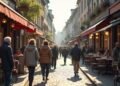 A bustling street in Germany illustrating economic activity