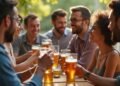 People enjoying non-alcoholic beer in a social setting