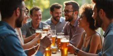 People enjoying non-alcoholic beer in a social setting