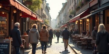 A bustling street in Germany illustrating economic activity
