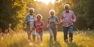صورة واقعية لكبار السن يمارسون الأنشطة في الهواء الطلق، تعكس زيادة معدل الحياة في ألمانيا.