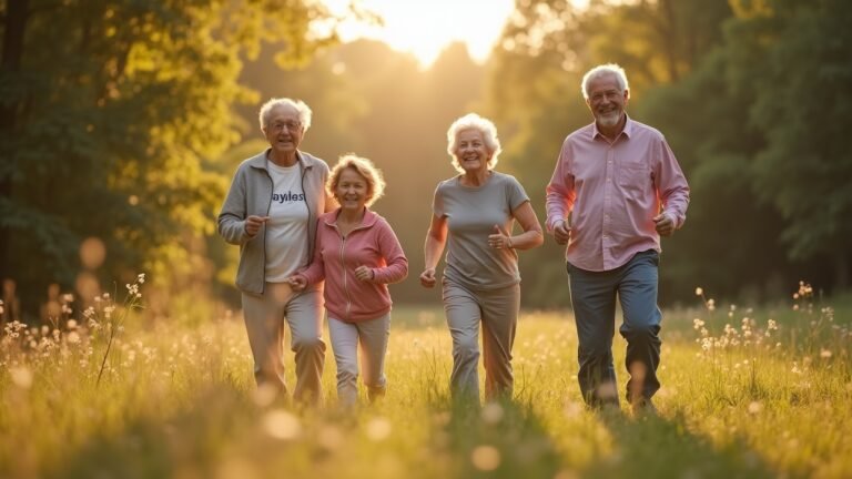 صورة واقعية لكبار السن يمارسون الأنشطة في الهواء الطلق، تعكس زيادة معدل الحياة في ألمانيا.